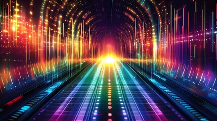 Fototapeta premium Vibrant Neon Lights Illuminate Futuristic Pathway