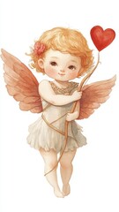 watercolor valentines day cupid, illustration, nursery wall art