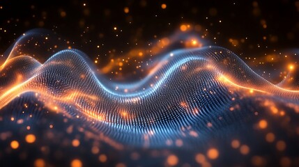 Abstract Blue And Orange Wave Particle Field