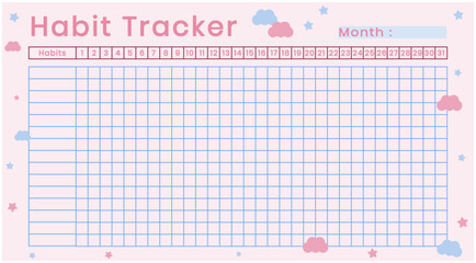 habit tracker template.
habit tracker with soft color template.
daily planner template vector.