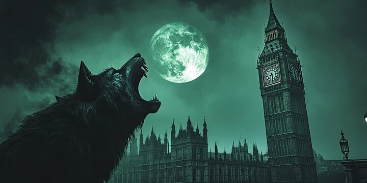 Werewolf Howls Beneath London Moon Big Ben
