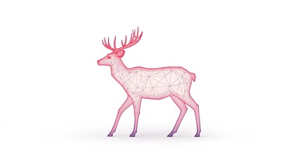 Abstract geometric representation of a deer walking gracefully against a minimalist background