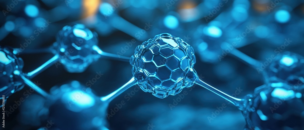 Poster abstract blue molecular structure network connection science technology