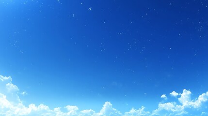 Fototapeta premium Vivid Blue Sky With Fluffy Clouds and Scattered Specks