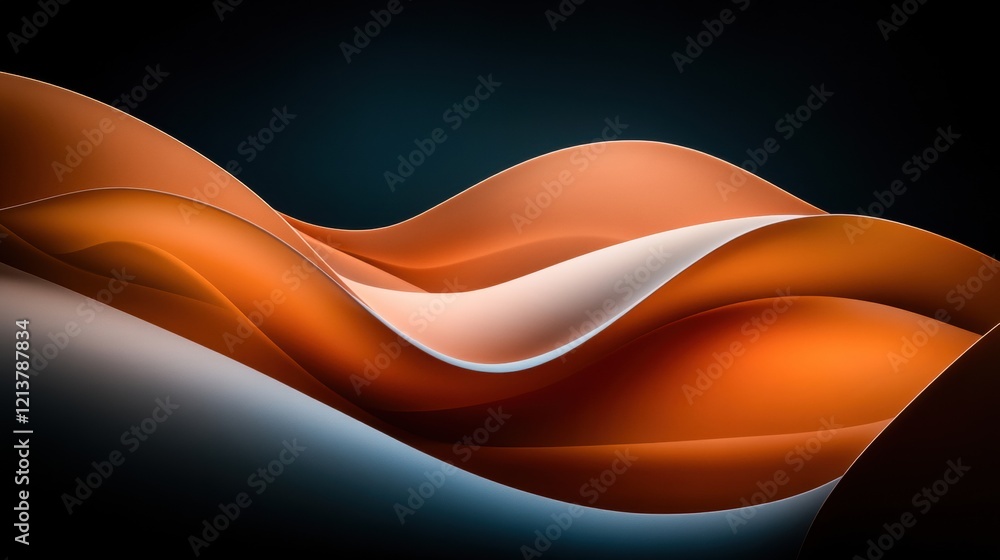 Aufkleber a flowing abstract design featuring warm orange and white waves against a dark backdrop, creating a 