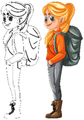 Adventurous Girl with Backpack Illustration