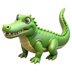 cute green cartoon crocodile with cheerful expression and detailed features