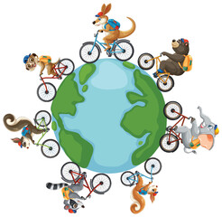 Animals Biking Around the World
