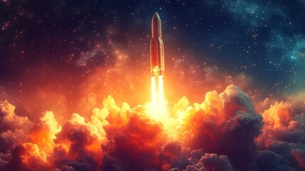 Fototapeta premium Spectacular Rocket Launch into the Cosmos