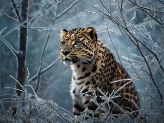 Majestic Leopard in Frosty Wilderness