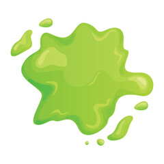 Cartoon splashes of green slime isolated on white background, perfect for various creative designs