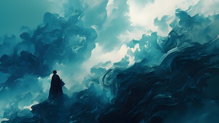 Dense smoke illuminated by light, creating dramatic visuals