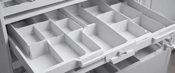White storage trays with dividers, versatile organization solution, utility, customizable, divide