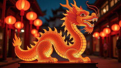 Illuminated Dragon Lantern, Chinese Festival - Asian Culture & Trad.