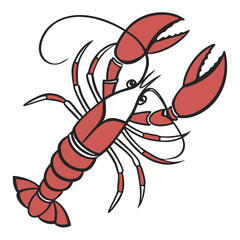 Simple lobster clipart with white background.