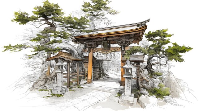 Detailed sketch of tree designs, offering a professional outline for architectural purposes