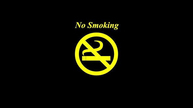 No smoking icon animation on black background,  | No smoking cigarette sign for public place gas station oil tank office hospital .