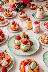 Obraz premium Delicious array of colorful desserts