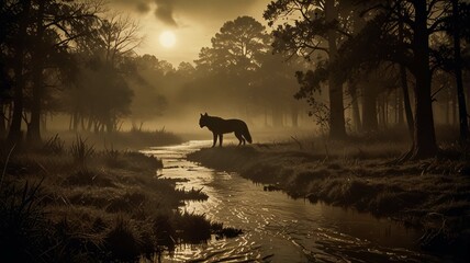 Angry hungry wolf on the hunt
