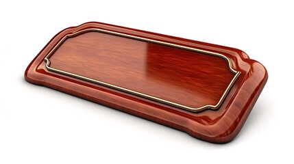 Elegant wooden sign, blank space, white background, ideal for text or logo