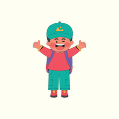 Cute boy with hat cartoon icon illustration