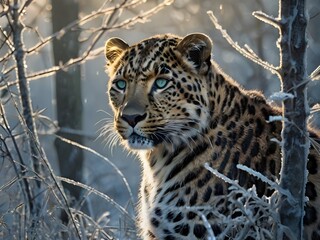 Majestic Leopard in Frosty Wilderness