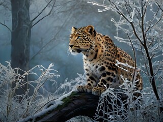 Majestic Leopard in Frosty Wilderness