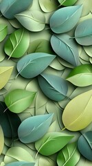 Obraz premium Seamless Abstract Decorative 3D Leaves Pattern Background with Vibrant Green Foliage Textures