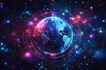 Digital Earth with vibrant cosmic elements