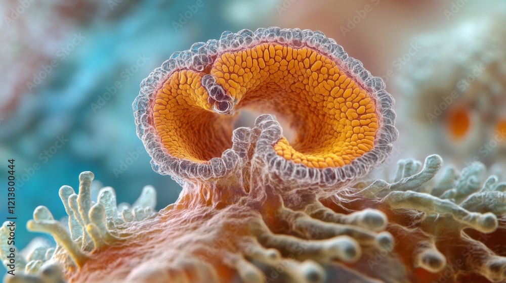 Poster close-up view of human cell structure with intricate details