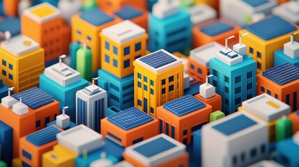 Fototapeta premium Colorful Cityscape Sustainable Urban Development