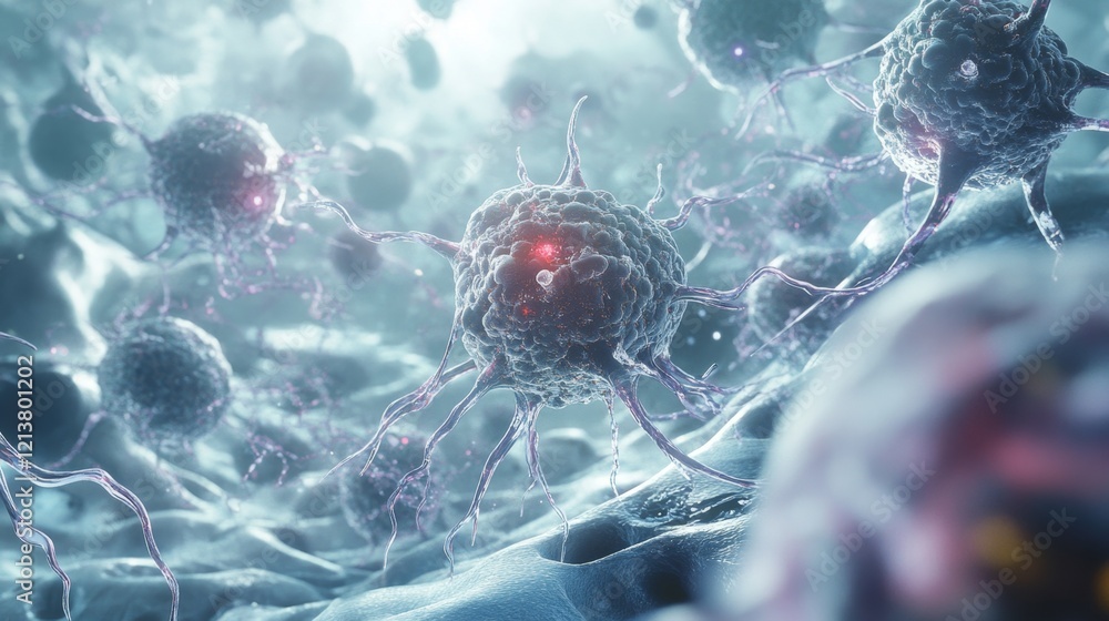 Poster futuristic 3d rendering of human cellular structure in detail