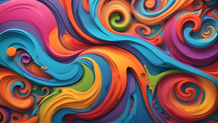 Abstract vibrant swirls of colorful paint create a dynamic and energetic background.