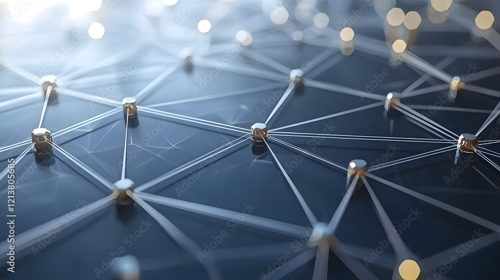 Poster network of connected lines with bright light in the background creating a digital atmosphere