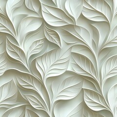 Serene Overlapping 3D Leaf Pattern Backdrop with Delicate Botanical Textures