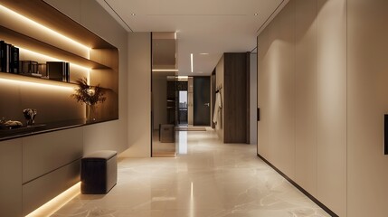 Modern Minimalist Hallway Interior Design with LED Lighting