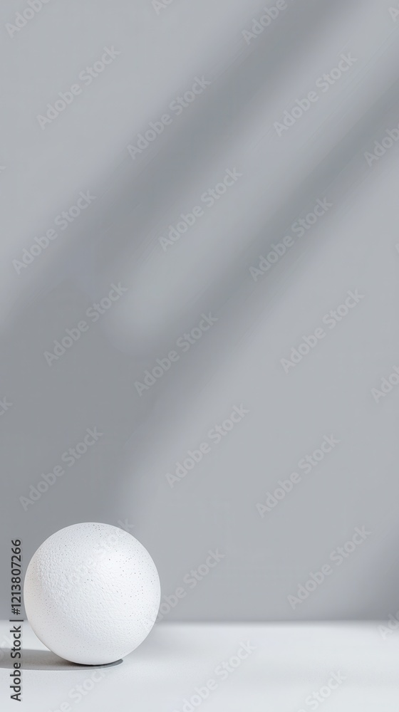 Poster minimalist white sphere on grey background abstract concept studio setting soft shadows symbolic spa
