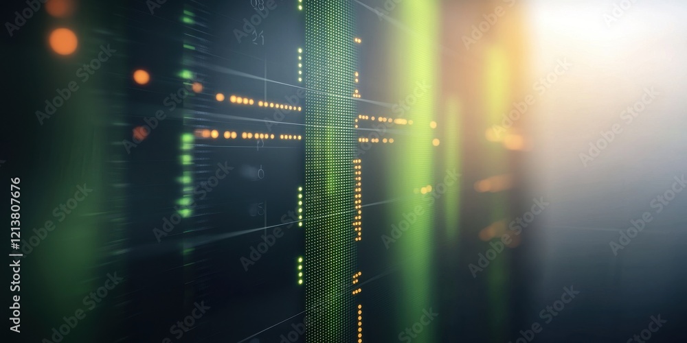 Poster dynamic data visualization modern workspace digital interface tech environment close-up view concept