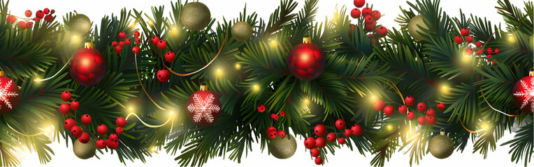 Festive Christmas Garland with Pine Cones and Lights,generative ai
