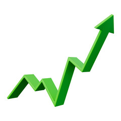Graph with green arrow business success 3d illustration