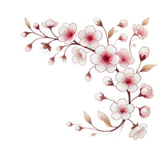 Fototapeta premium Cherry blossom branch, white isolate background