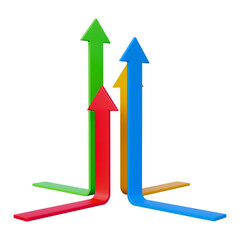 red and yellow arrows business success 3d illustration