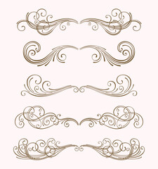 Vector set of elegant  swirl ornament illustrations