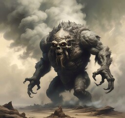 Fototapeta premium Illustration of dusty spooky monster