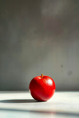 A red apple sitting on top of a table