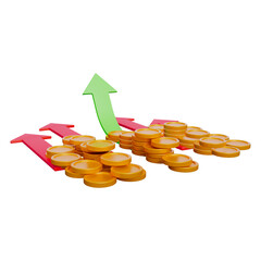 Coins and arrow business success 3d illustration