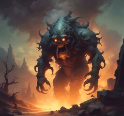 Illustration of dusty spooky monster