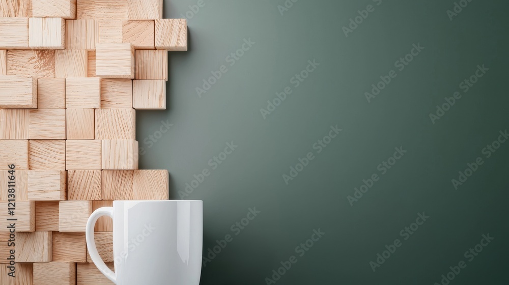 Aufkleber creative problem solving with symbolic copy space and wooden blocks modern office minimalist environ