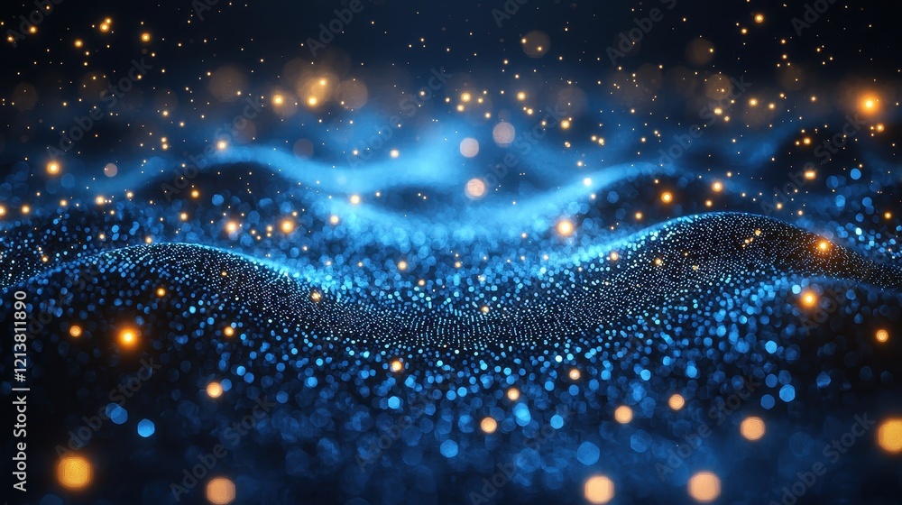 Poster dynamic particles in motion abstract digital space visual art enigmatic environment close-up concept