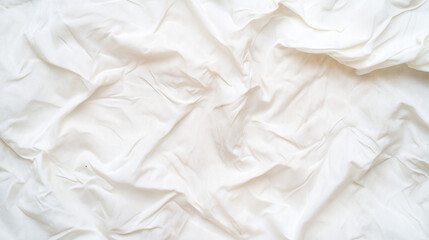 Creamy Wrinkled Fabric Texture: Close-up shot of a luxurious, creamy-colored fabric with soft, wrinkled folds and creases, creating an elegant and textured background.